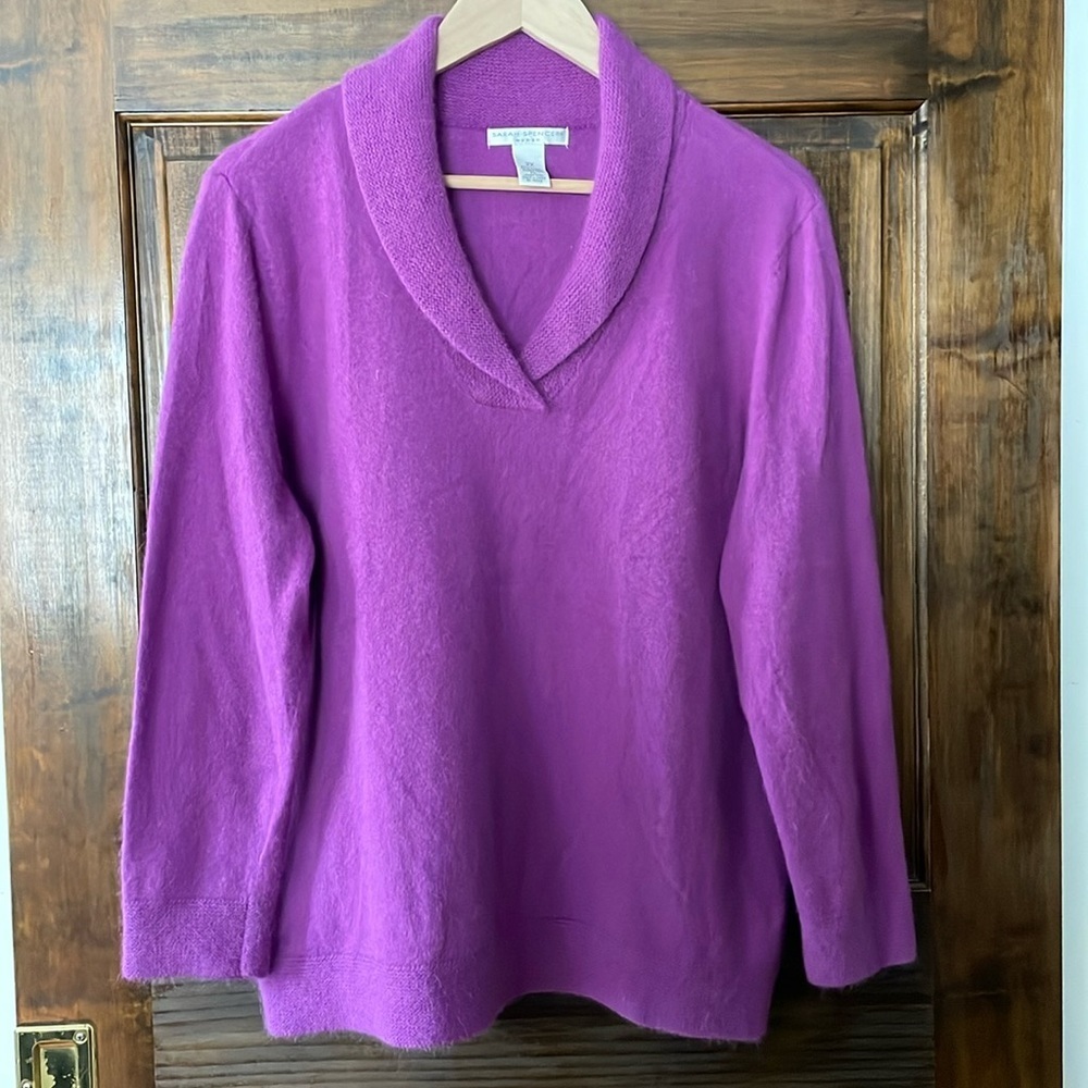 Sarah Spencer Magenta Angora Shawl Collar Sweater Women’s Size 2X